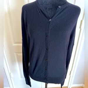 BALENCIAGA KNITS 100% Wool Lightweight Black Button Up Cardigan Size 40 (FLAWED)